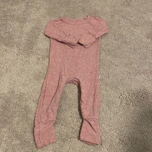 Little sleepies U zip ribbed bamboo onesie